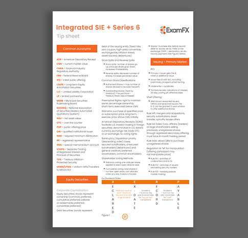 Integrated SIE and Series 6 program tip sheet